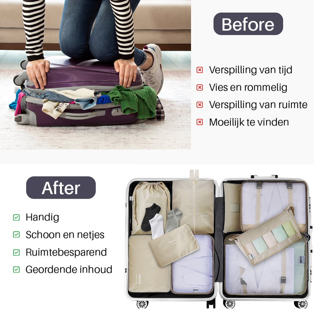 Packing Cube 9-Delig Creme