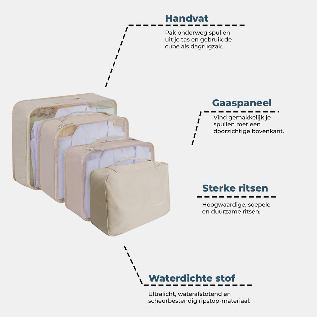 Packing Cube 9-Delig Creme