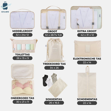 Packing Cube 9-Delig Creme