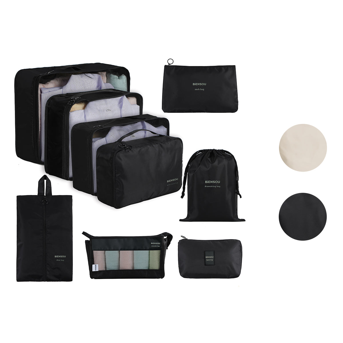 Packing Cube 9-Delig Zwart