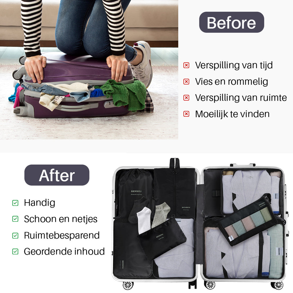 Packing Cube 9-Delig Zwart