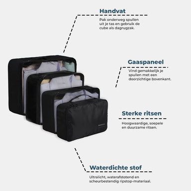 Packing Cube 9-Delig Zwart