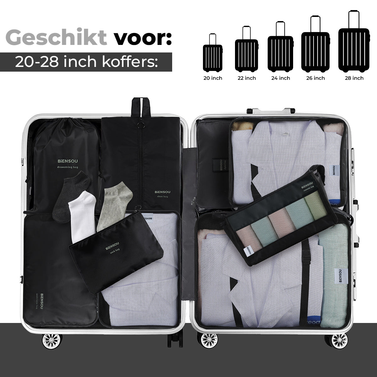 Packing Cube 9-Delig Zwart